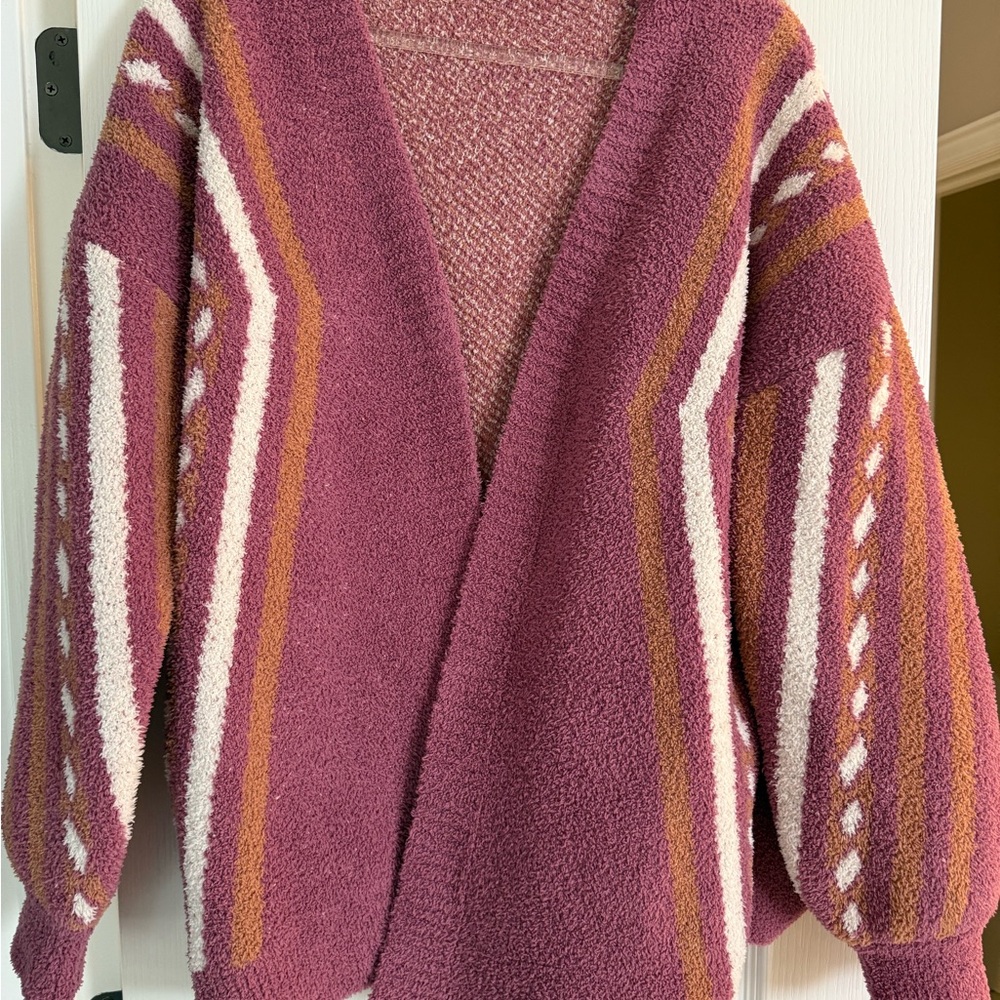 Anthropologie Stylish Pink and White Women's Cardigan